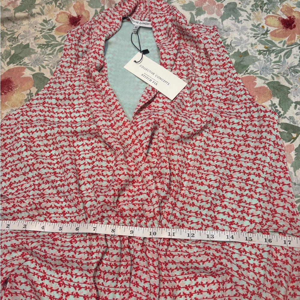 Nwt sleeveless dress deep V-neckline and an elasticized waist xs d2 - Picture 10 of 11